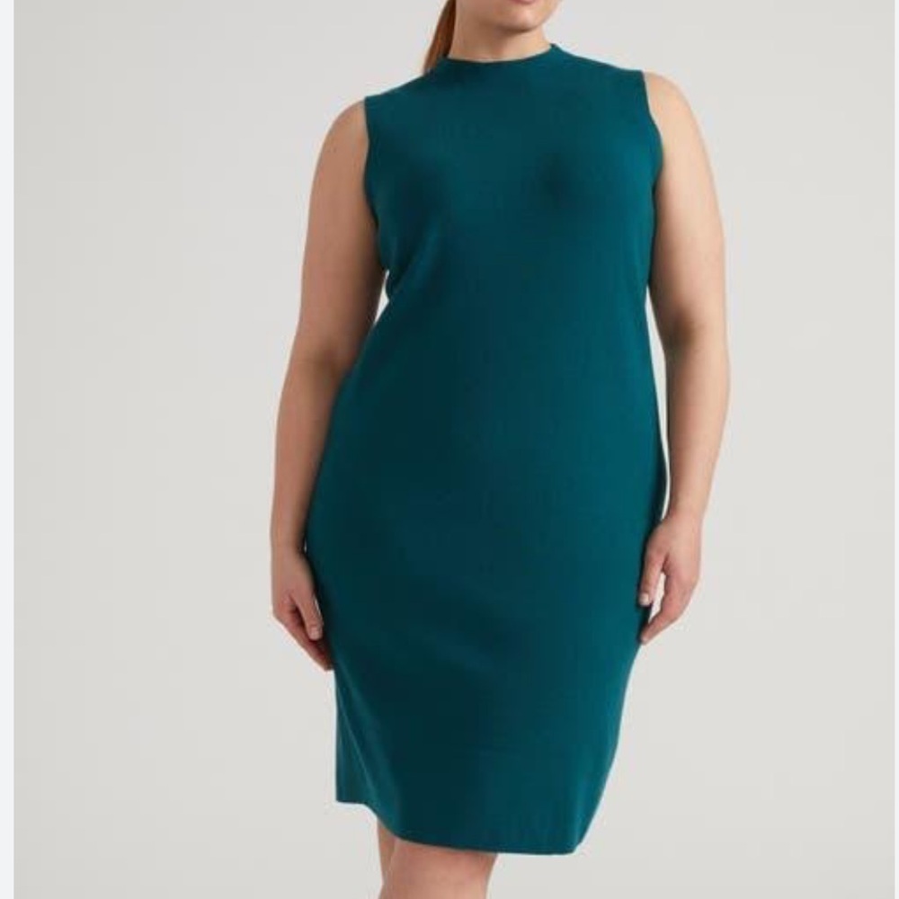 Universal standard sleeveless sweater dress in teal
